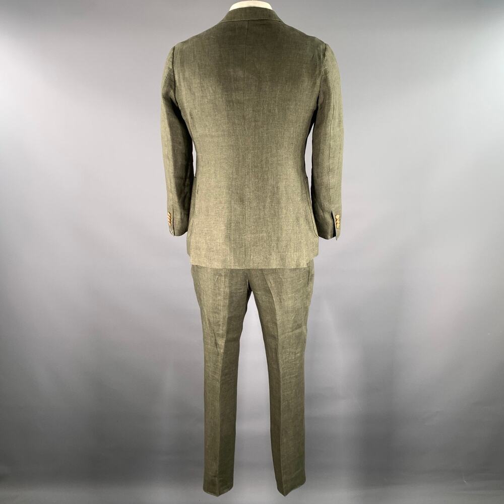 SOLBIATI Size 40 Green Olive Linen Notch Lapel Suit - Picture 3 of 12